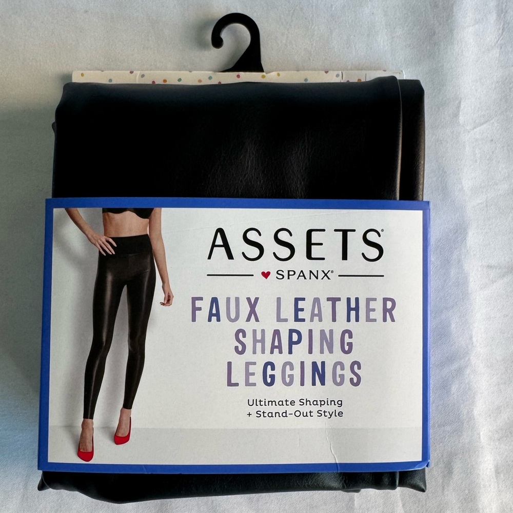 ASSETS by SPANX Women's All Over Faux Leather Leggings in Very Black Size Small